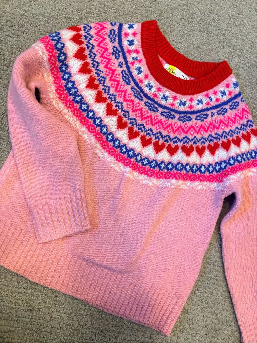 Pink Fair Isle Toddler Sweater 🩷